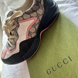 Gucci Beige and Pink Sneakers
